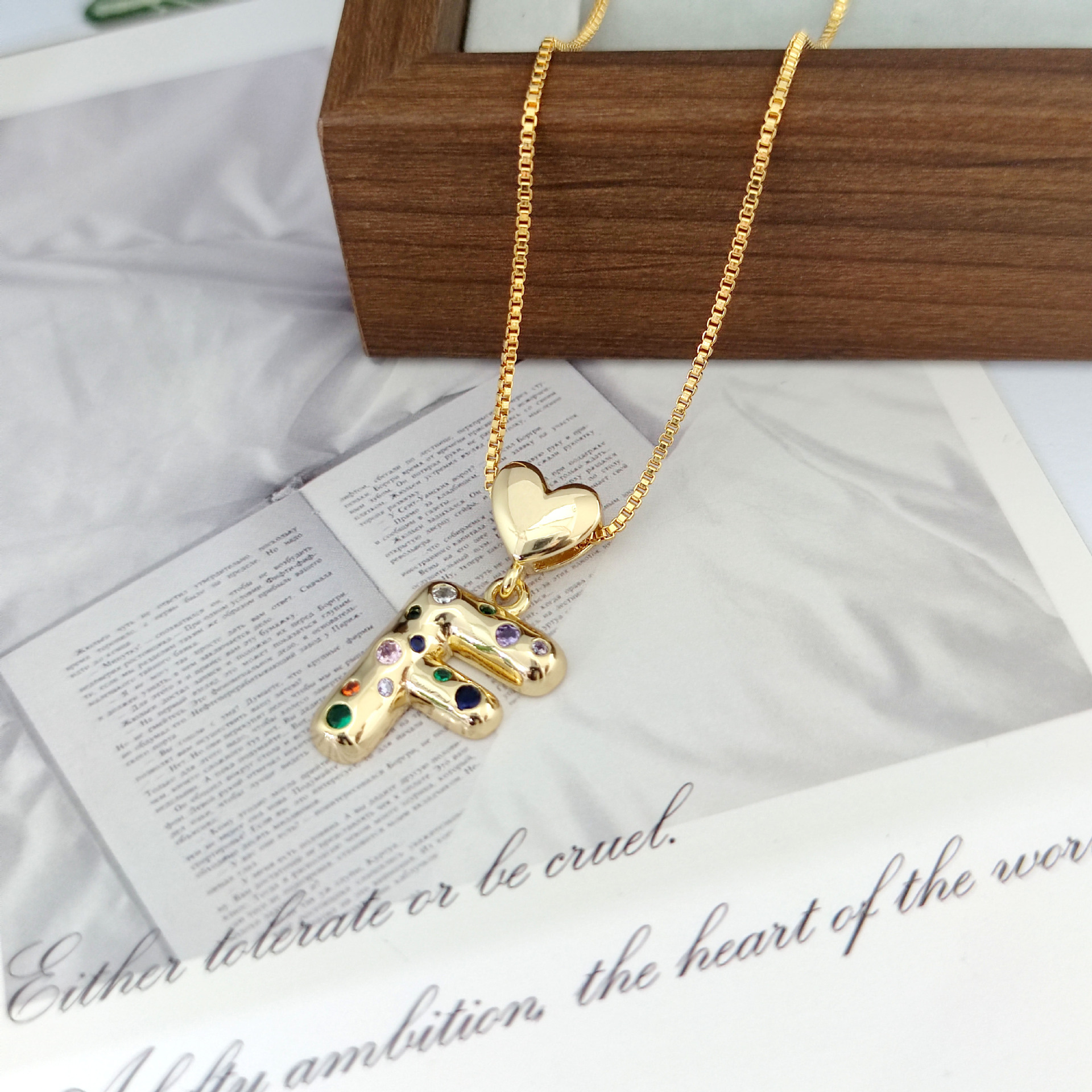 12g Weight Copper Pendant Material Zircon Inlay Material Pendant Necklace Classification Copper Chain Material 1 Piece Quantity Holiday, Daily Occasion Copper Material Letter, Heart Shape Pattern Women's Gender Inlay Design Simple Style Style Copper Inlay Letter Heart Shape Zircon Pendant Necklace 9