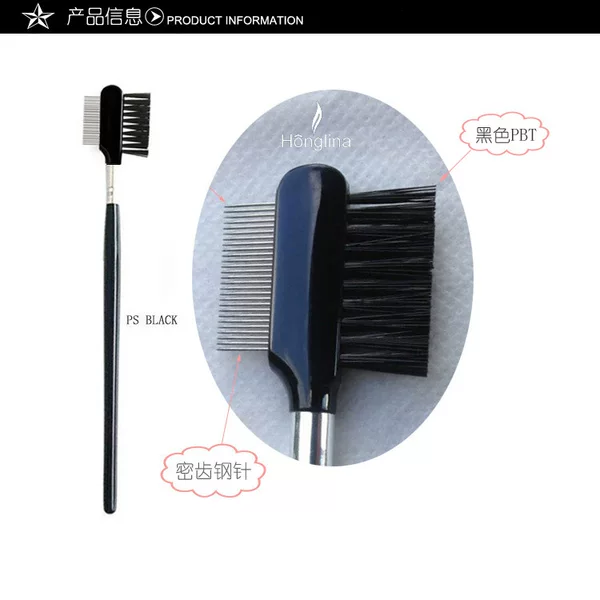 Double-sided Steel Needle Eyebrow Comb, Long Pole PS Handle, 0.5 Gap Fine Tooth Steel Needle, Thick Bristles, Easy to Use