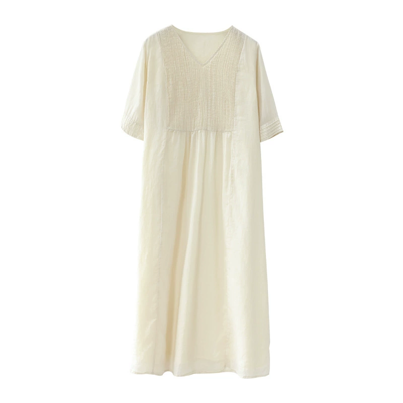 2022 летнее Новое высококлассное двухслойное платье Рами, плиссированное с V-образным вырезом, приталенное крутое платье, свободное платье