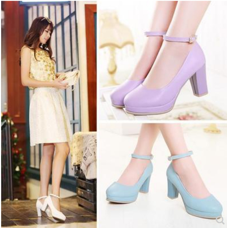 FS502082 Thick Heel High Heels Water Table Women's Shoes Foreign Trade Cross-border Women's Shoes Large Size 4043 Shallow Mouth Single Shoes FS502082 Thick Heel High Heels Water Table Women's Shoes Foreign Trade Cross-border Women's Shoes Large Size 4043 Shallow Mouth Single Shoes