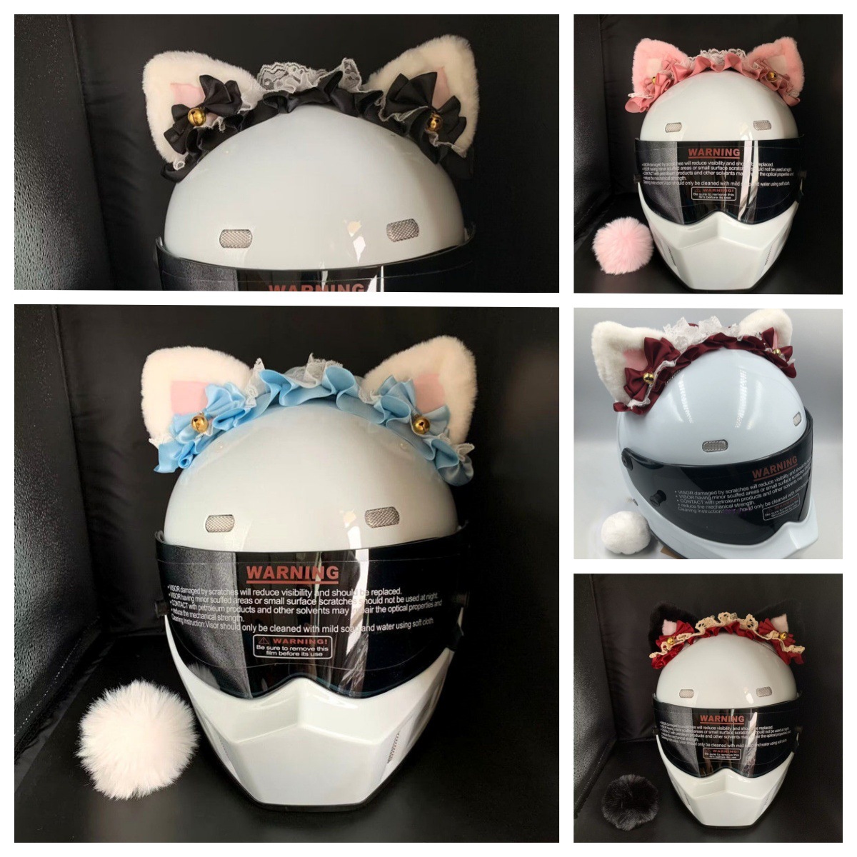 Lolita Ear Helmet Decoration Accessories Motorcycle Electric Vehicle Female Rider Cat Ear Ski Helmet Accessories Detachable