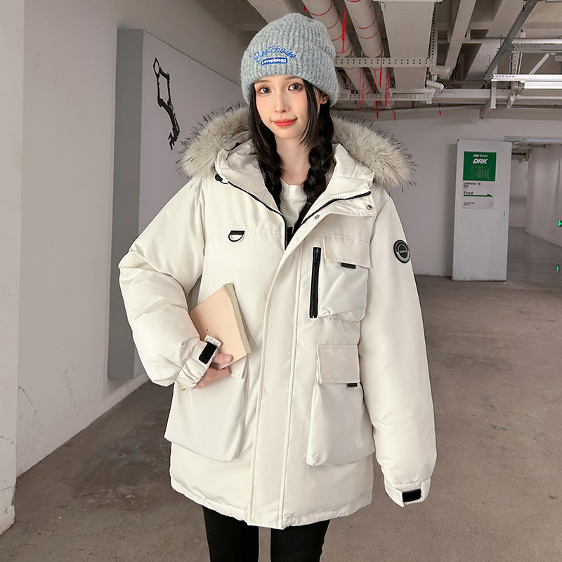 Herramientas de packer plumón chaqueta de algodón mujer 2025 invierno nuevo estilo largo medio de cuello de pelo grande con capuchón grueso abrigo de marea suelto image 7