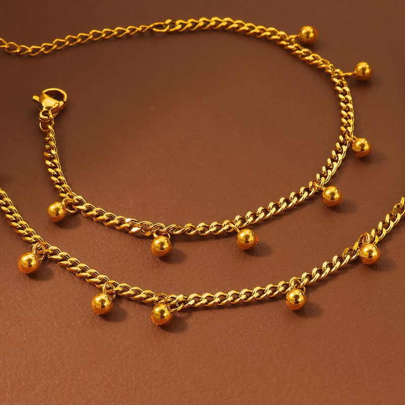 Solid Small Steel Ball Bracelet Cute Small Ball Bracelet Women's Jewelry Titanium Steel Gold Bracelet Hip-Hop High-Level Design Solid Small Steel Ball Bracelet Cute Small Ball Bracelet Women's Jewelry Titanium Steel Gold Bracelet Hip-Hop High-Level Design