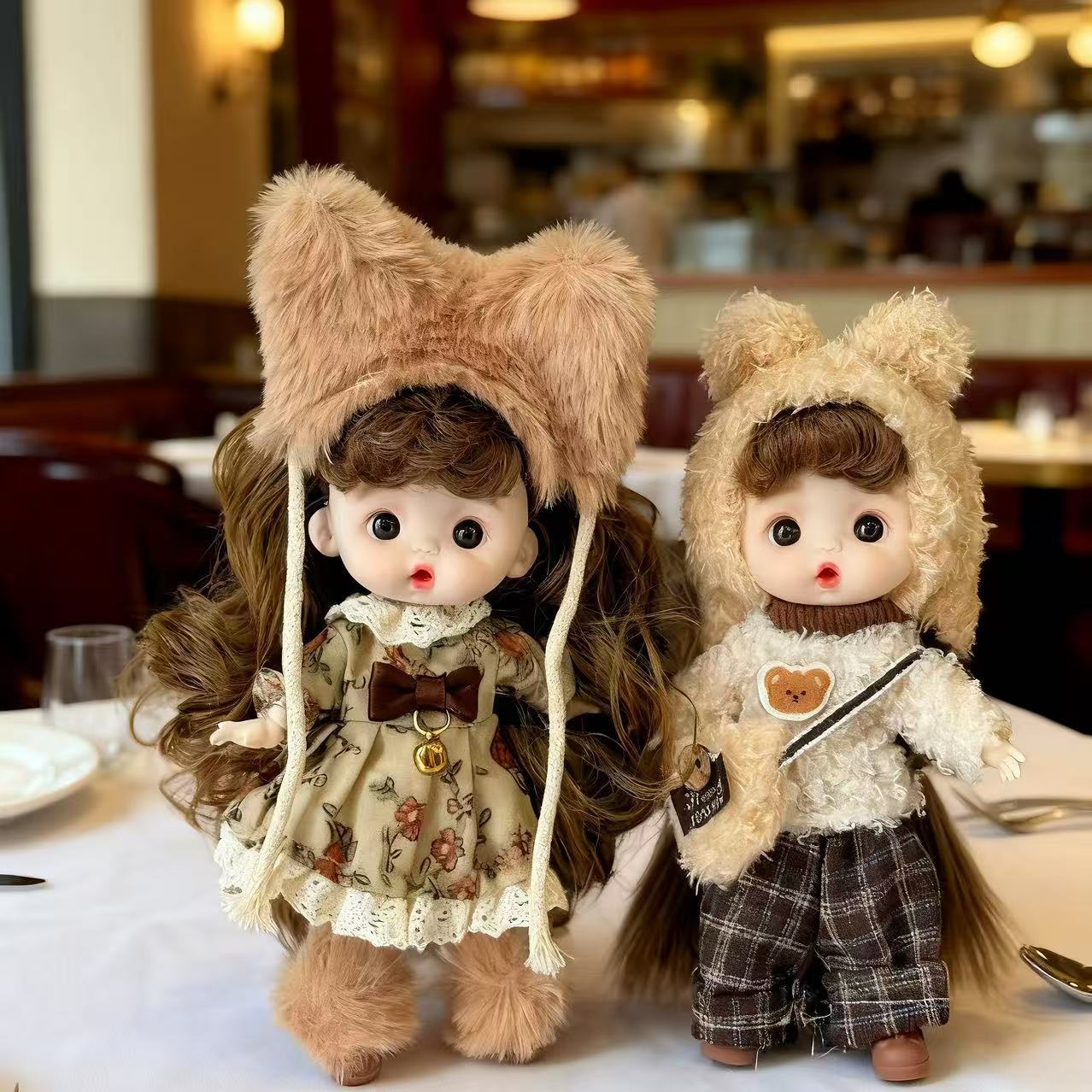 Ob11 Small Doll 12 Points Bjd Dress up 14cm Clothes Set Girl Multi-Jointed Doll Toy Baby Clothes