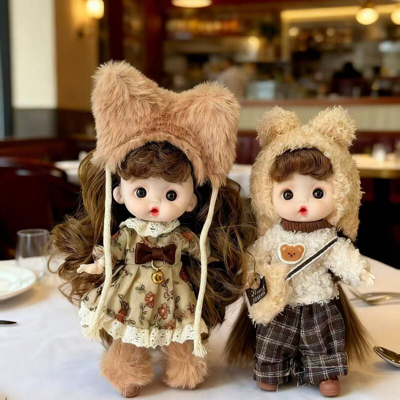 Ob11 Small Doll 12 Points Bjd Dress up 14cm Clothes Set Girl Multi-Jointed Doll Toy Baby Clothes