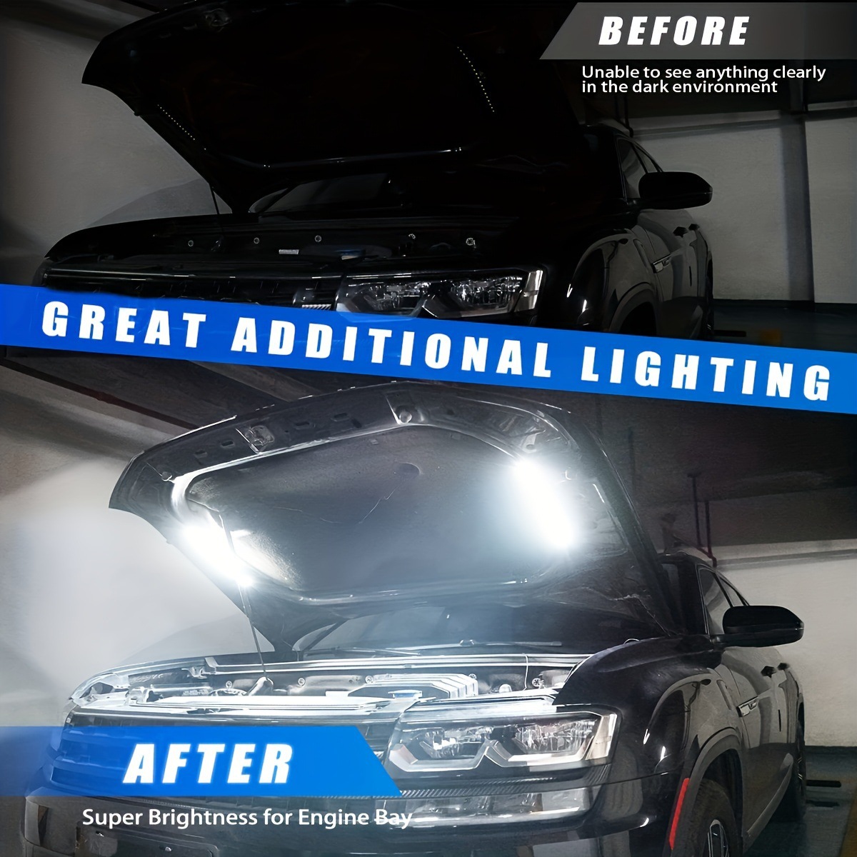 Car hood work inspection light LED light kit 12V car LED light bar universal light