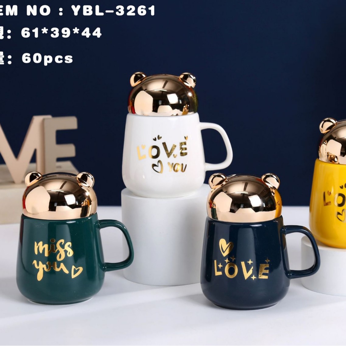 Yiwu esmalte espejo taza de visualización taza de cerámica con tapa nórdico espejo de dibujos animados taza conjunto festival regalo comercio exterior