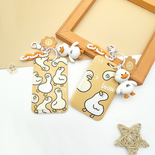 Anti-lost, durable, cute duck cartoon card holder, student school badge, nameplate protective cover, ID card holder, card holder