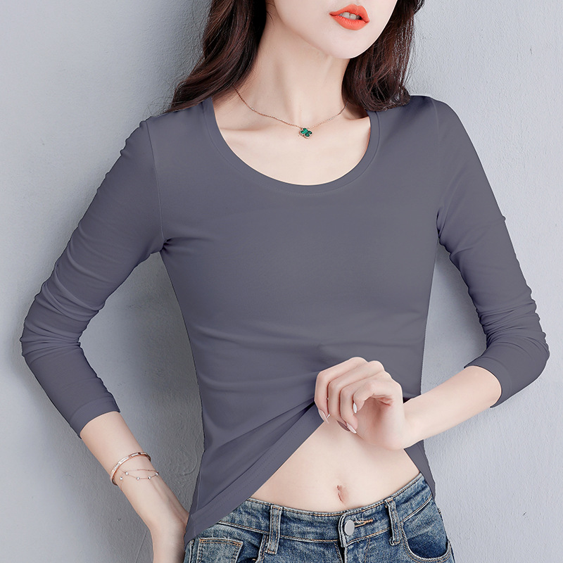 다크 그레이 라운드넥 긴소매