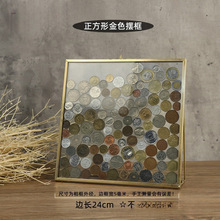 批发金属收藏博物馆相框复古透明摆台硬币纪念币收纳玻璃画框展示