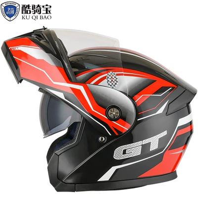 Helmet, Flip-Up Helmet, Electric, Motorcycle Safety Supplies - bright-black-gt-flower-m
