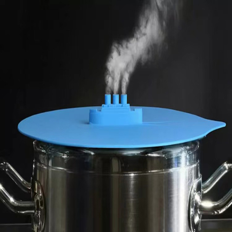 Creative Silicone Pot Cover with Steam Vent for Steamship Stove Hood to Prevent Overflow, Temu Cross-Border Label Coding Delivery