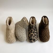 小土豆时尚百搭豹纹雪地靴女2025年新款一脚蹬加绒保暖勃肯棉鞋
