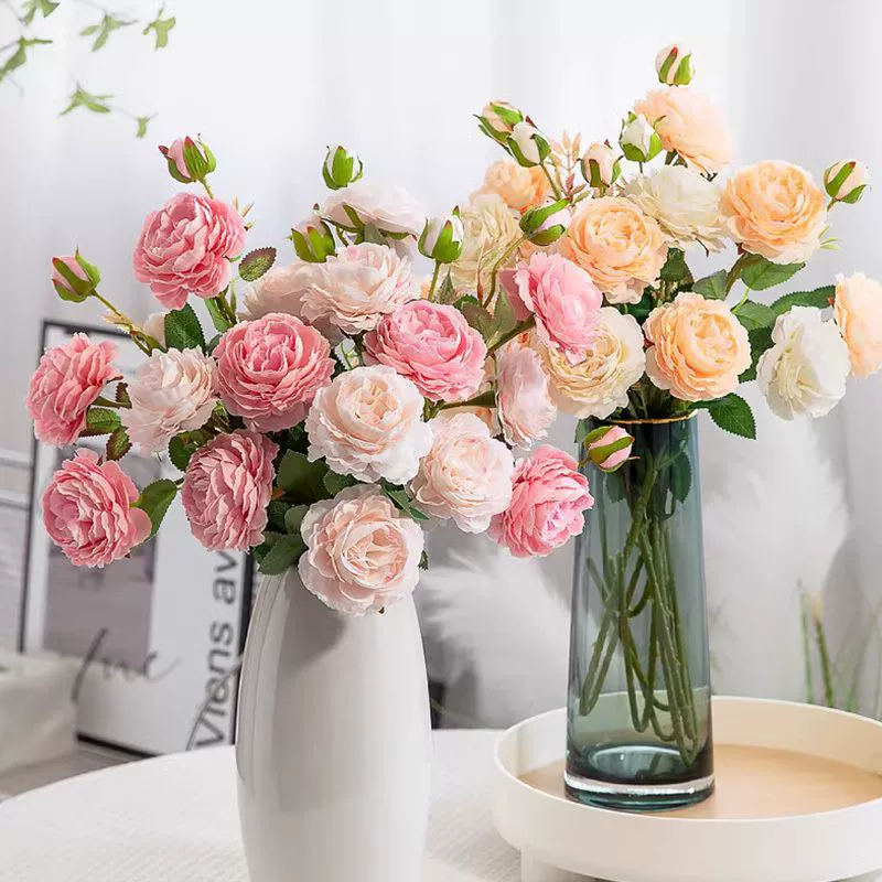 [Artificial flower bouquet peony rose dried flower home dining table arrangement peony ornament silk flower]