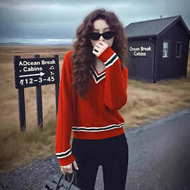 2025冬松弛感软糯慵懒风设计感小众不撞款高级感超好看红色毛衣女