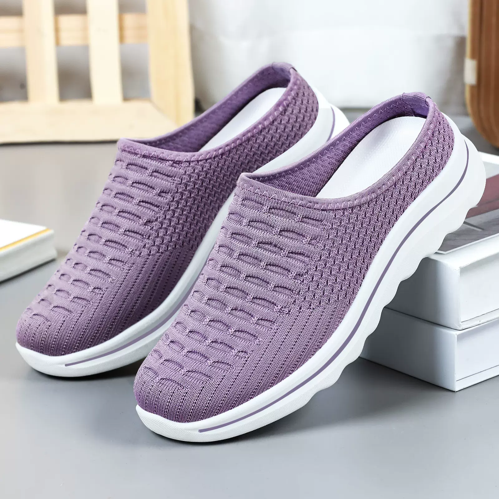 半拖鞋夏季新款女鞋跨境代发软底舒适一脚蹬休闲鞋百搭透气单鞋