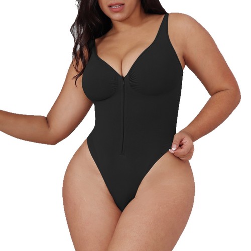 Body Shaping Bodysuit with Seamless Shaping, Strong Ab-Support Straps, Zipper Back Bodycon Bralette, Reveals Back, Hip Lifting Bodysuit