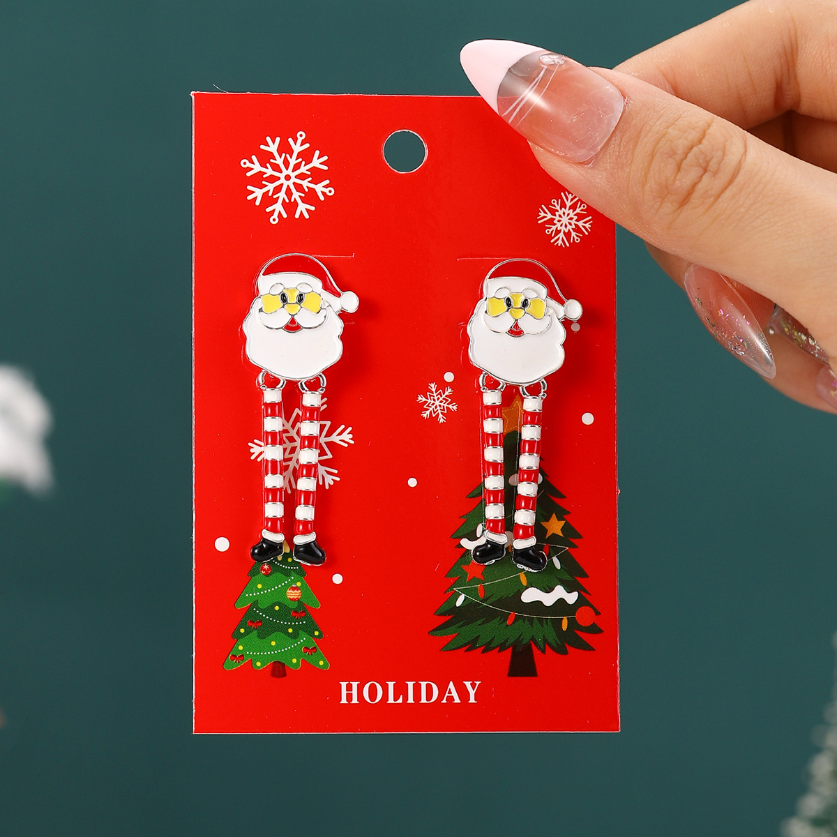 30g Weight Iron Ear Needle Material Drop Earrings Classification 1 Pair Quantity Party, Festival Occasion Alloy Material Christmas Festival Christmas Tree, Santa Claus, Snowflake Pattern Women's Gender IG Style Style 1 Pair Christmas IG Style Christmas Tree Santa Claus Snowflake Alloy Drop Earrings 13