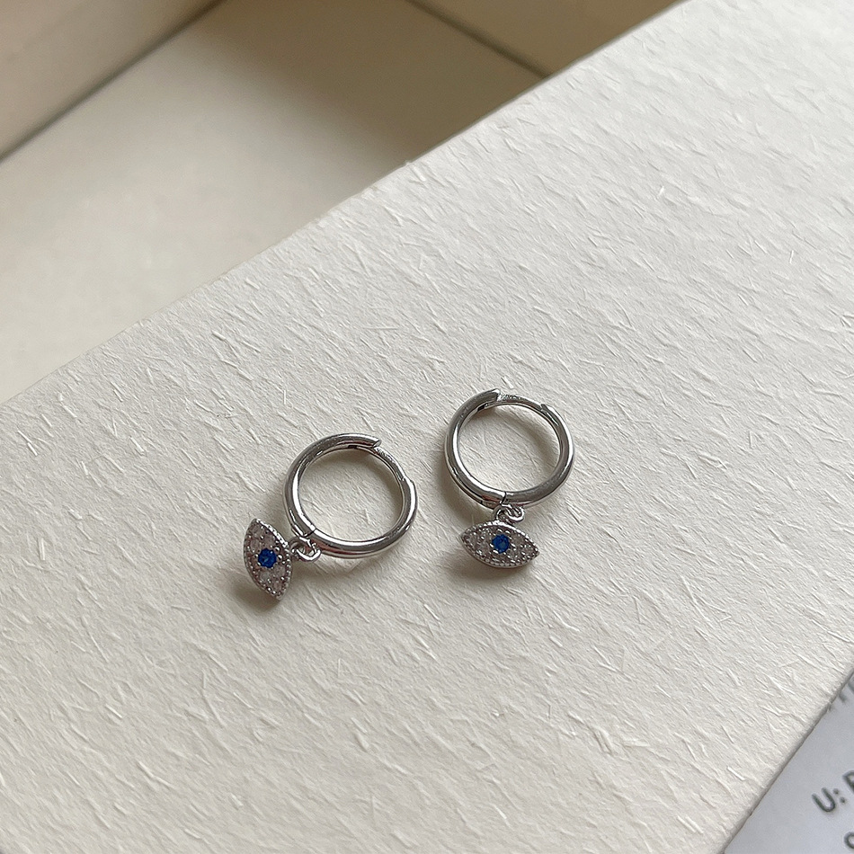 Devil'S Eye Pattern 1 Pair 925 Sterling Silver Zircon Devil'S Eye Drop Earrings