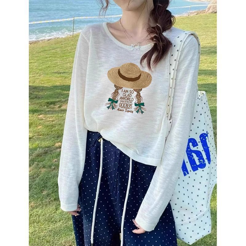Bamboo white summer autumn thin knitted long-sleeve