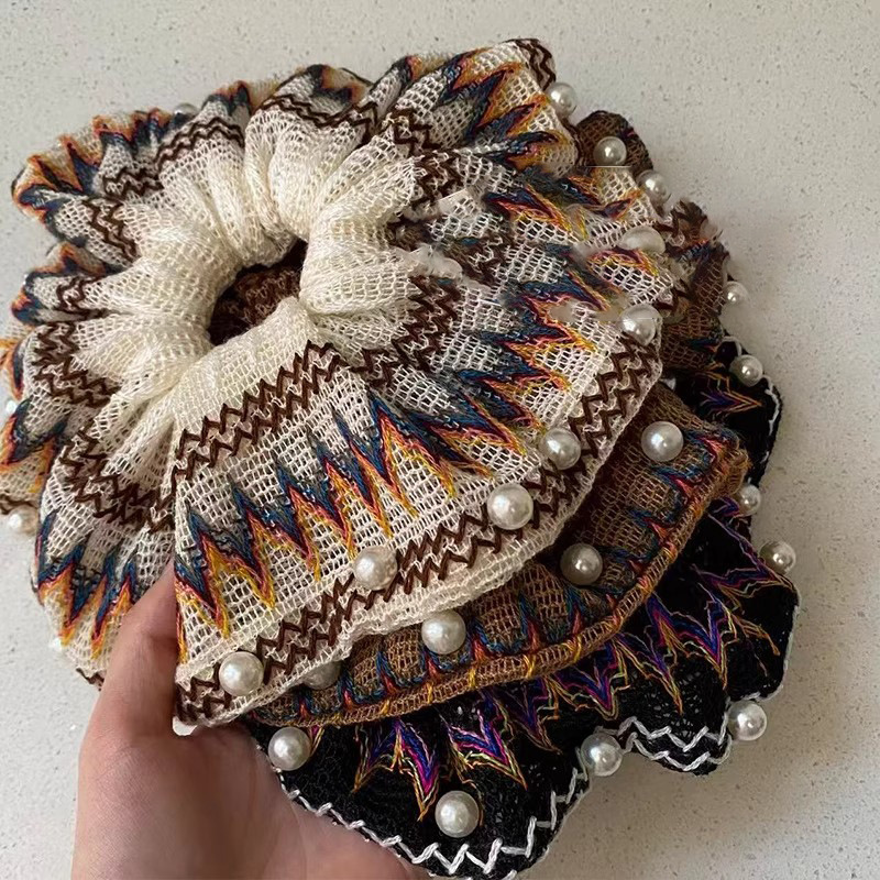 Vintage Bohème Strick Haargummi Mit Perlen Für Damen_voghion.com