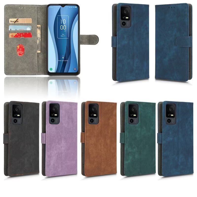 For TCL 40XE mobile phone leather case BLU Bold N2 vintage frosted anti-theft brush card wallet Icon