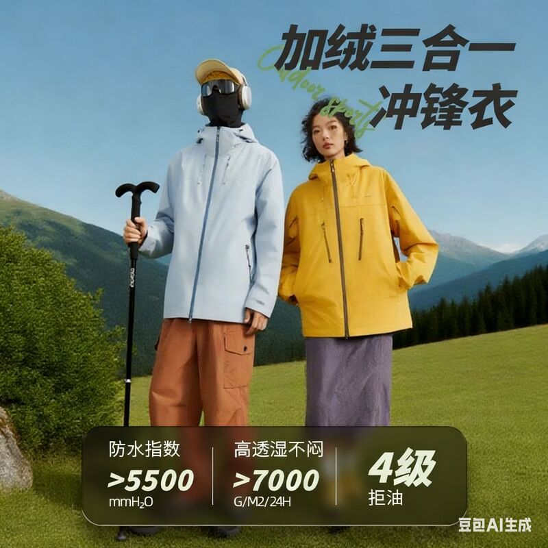 Luo Tuo Same Style Autumn and Winter Wangzhe Armor Jacket, Three-In-One Outdoor Windproof and Waterproof Mountaineering Jacket for Men and Women