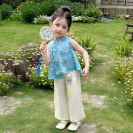 女童新中式套装夏季2026新款洋气儿童盘扣汉服夏装国风穿搭两件套