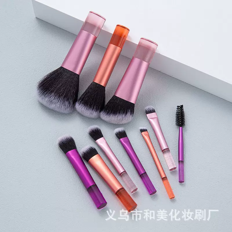 跨境沧州迷你10支旅行便携化妆刷套装散粉腮红鼻影眼影刷美妆工具