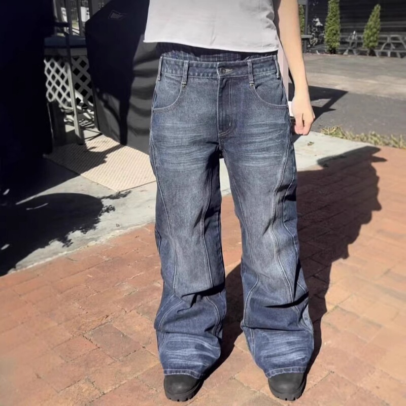 In-Stock European and American Style Washed Vintage Men's Jeans with Retro Street Design, Loose Low-Waist Straight-Leg Casual Pants Trendy In-Stock European and American Style Washed Vintage Men's Jeans with Retro Street Design, Loose Low-Waist Straight-Leg Casual Pants Trendy