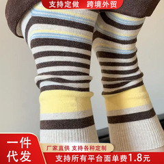 早秋袜子女中筒袜韩版ins复古条纹撞色学院风中筒针织百搭堆堆袜