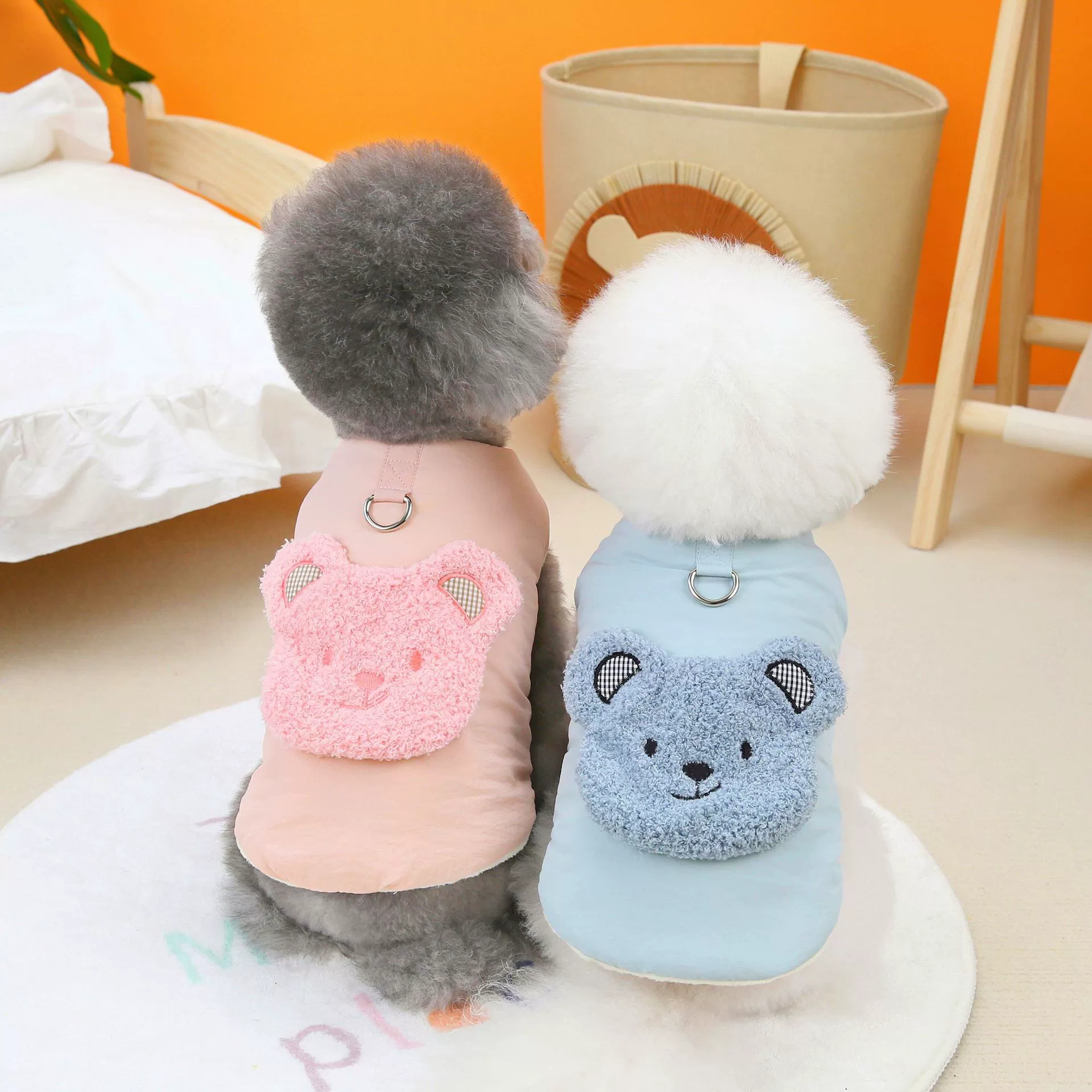 Зимний клетчатый хлопковый жилет в виде медведя Одежда для собак Тедди Бомеи Милая Одежда для собак Подвесная Тяговая теплая одежда