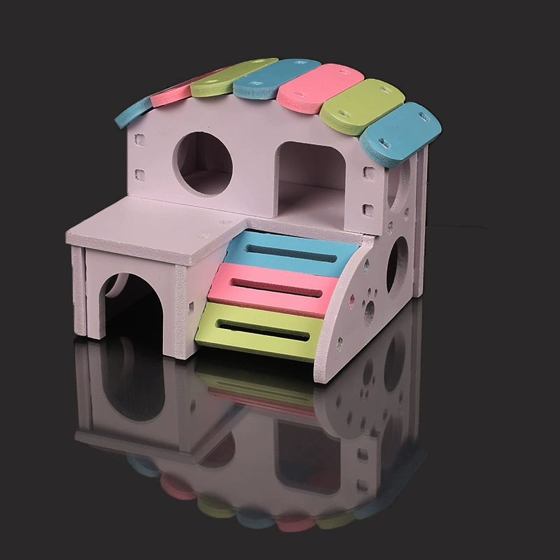 Фабрика оптом игрушка хомяк деревянный хомяк гнездо хомяк деревянная вилла с плоской крышей дом курсив дом цветной дом