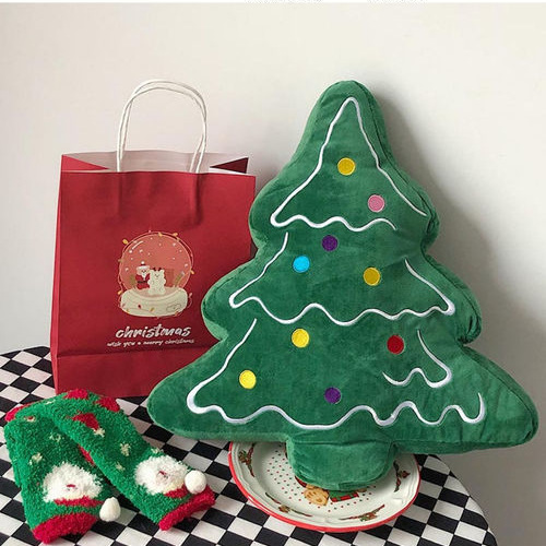 节日氛围感圣诞树抱枕沙发客厅午睡靠枕装饰毛绒摆件玩偶圣诞礼物