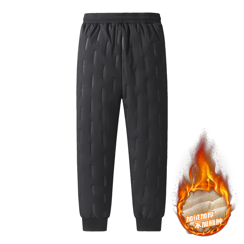 2025 Winter New Style Men's Cotton Pants, Middle-aged and Elderly Dads, Fleece-lined, Thickened, Warm, Windproof, Solid Color Long Pants