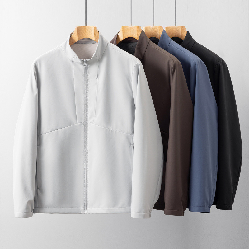 High-End Men's Spring and Summer Lightweight Stretch Jacket, Business Casual Men's Clothing, Stand-Up Collar Jacket, Outdoor Softshell Jacket High-End Men's Spring and Summer Lightweight Stretch Jacket, Business Casual Men's Clothing, Stand-Up Collar Jacket, Outdoor Softshell Jacket