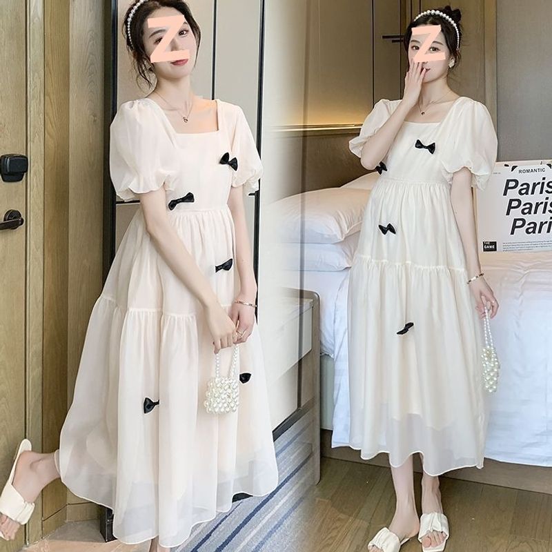 Maternity dress for summer, Korean style, conceals belly without showing pregnancy, long dress, European and American style maternity wear, summer outfit, summer dress Maternity dress for summer, Korean style, conceals belly without showing pregnancy, long dress, European and American style maternity wear, summer outfit, summer dress