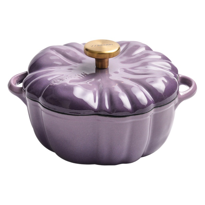 Pequeña Felicidad olla de esmalte de calabaza de hierro fundido olla de sopa olla multifunción olla de sopa de esmalte para el hogar olla de inducción Universal