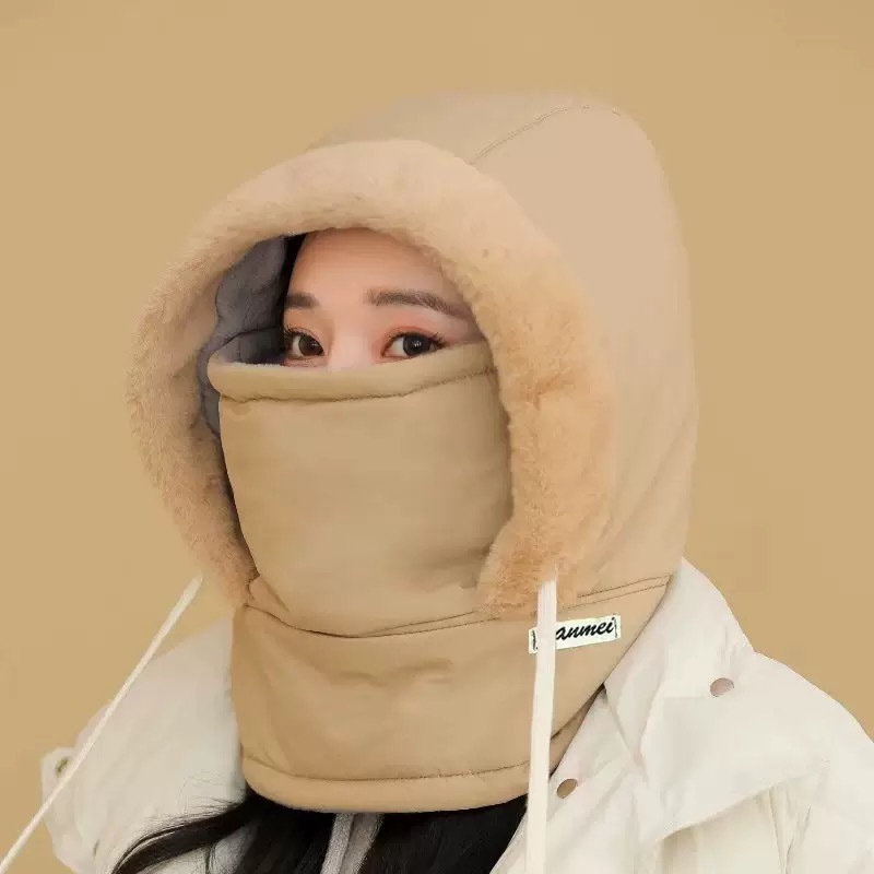 冬季保暖帽女骑车电动车护脸护耳围脖一体加厚雷锋帽户外防寒神器|undefined