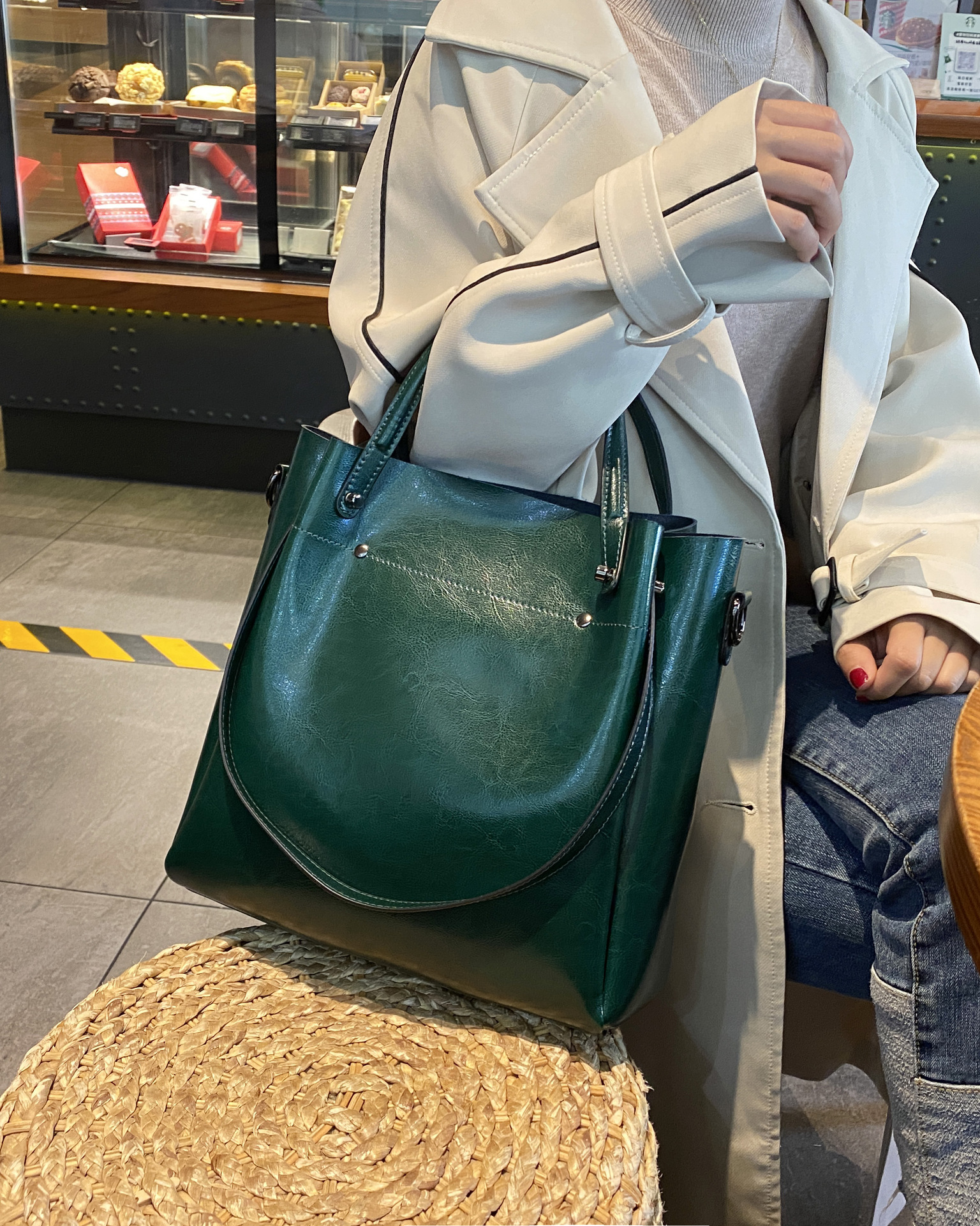 Borsa a secchiello donna in vera pelle, elegante borsa a spalla_voghion.com