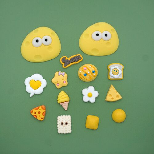 New cartoon cute cheese cheese cookie hole shoe flower set DIY detachable 3D shoe buckle accessories