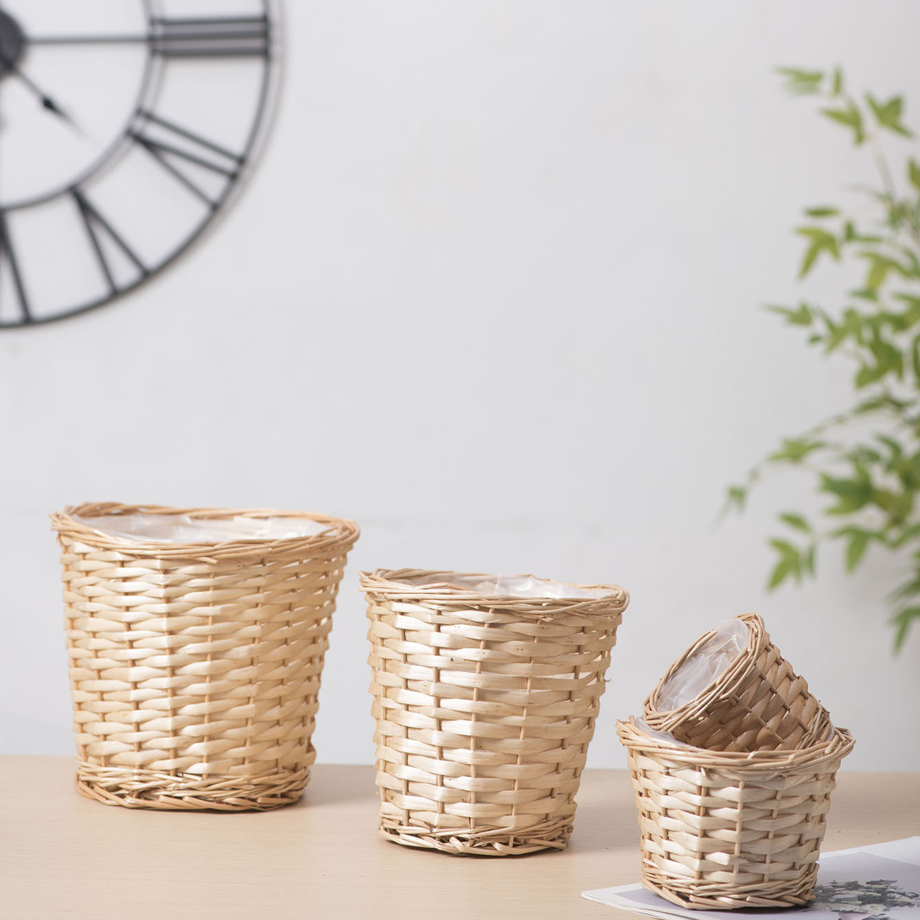 Sauce trenzado maceta de flores secas flores frescas canasta de flores decoración adornos hogares pastílicos sala de estar grasa verde carnosa maceta cubierta