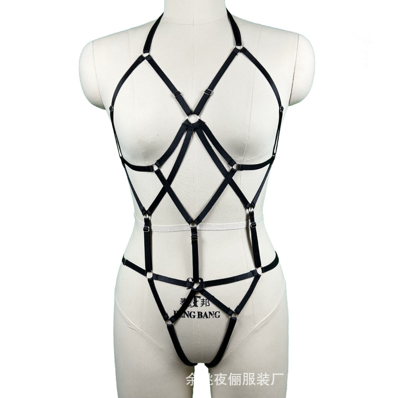 Cross-border source hot girl garter belt hollow adjustable punk strap jumpsuit sexy strap high elastic explosion Cross-border source hot girl garter belt hollow adjustable punk strap jumpsuit sexy strap high elastic explosion