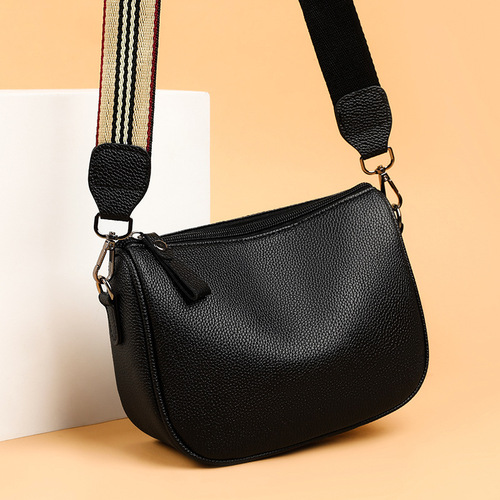 Cross-border direct supply new soft PU leather women's bag fashion and generous casual retro shoulder strap saddle bag cross-body bag 