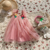 Three dimensional summer dress, small princess costume girl's, skirt, flowered, tutu skirt