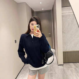 天花板版本现货高品质MU家新款羊绒POLO衫毛衣OS宽松版型男女同款