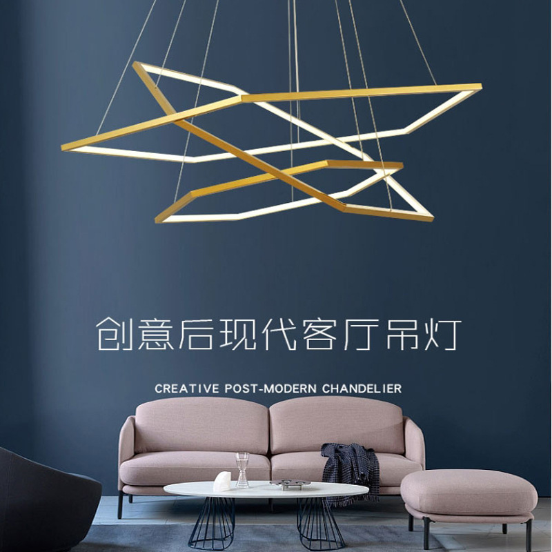 簡約現代服裝店鋪吊燈六邊形客廳燈跨境新款複式躍層loft公寓吊燈