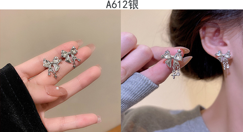 925银针珍珠耳环女高级感小众气质蝴蝶结耳钉复古轻奢耳饰品批发详情15