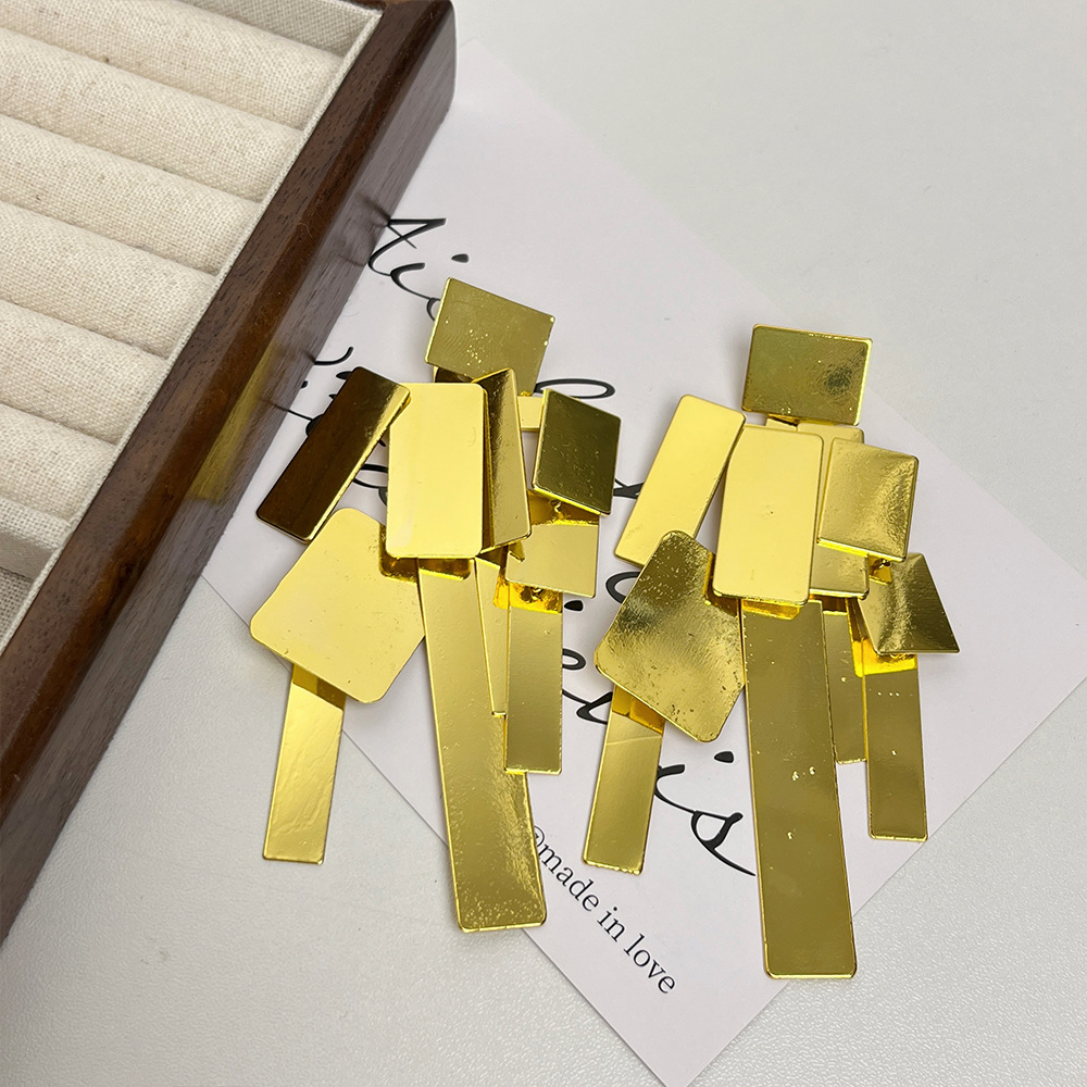 Geometric Pattern 1 Pair Exaggerated Geometric Plating Alloy Drop Earrings