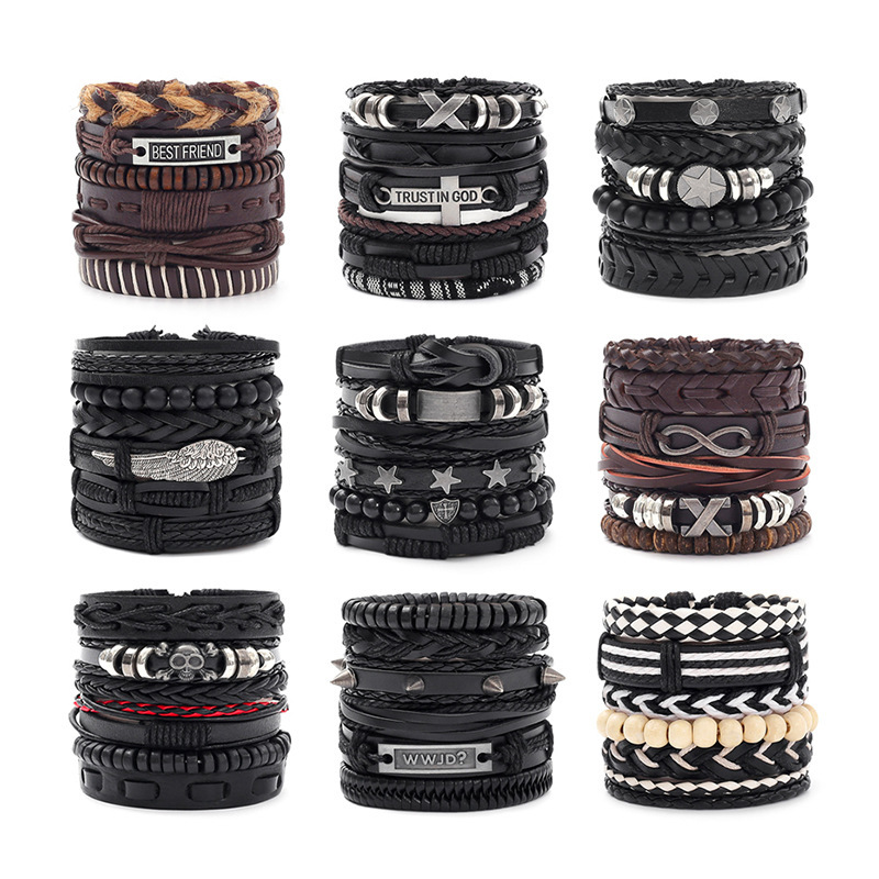 New Cross-Border Jewelry Simple Women's Hand-Woven Bracelets Men's Leather Bracelets Low Price Wholesale Bracelets and Bracelets